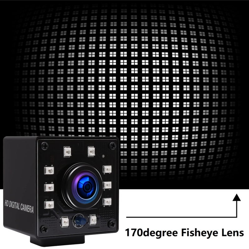 ELP Camera USB 1080P Wide Angle Fisheye 170degree IR LED Infrared Webcam PC Camera with Mini Housing Webcamera for Raspberry Pi Linux Windows Android Mac Os - Image 5
